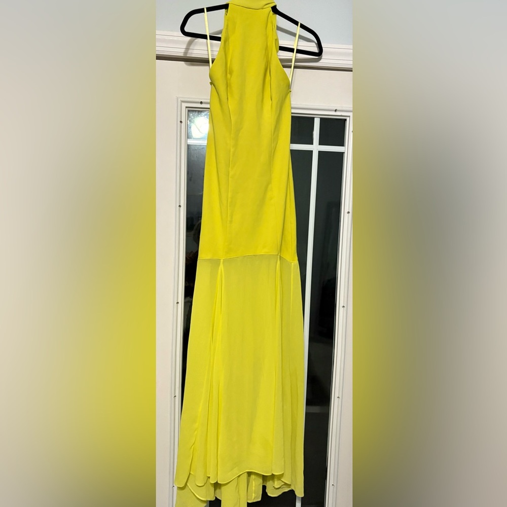 Gorgeous slim flowing yellow sleeveless gown, high neck enclosure with open back - Picture 7 of 7